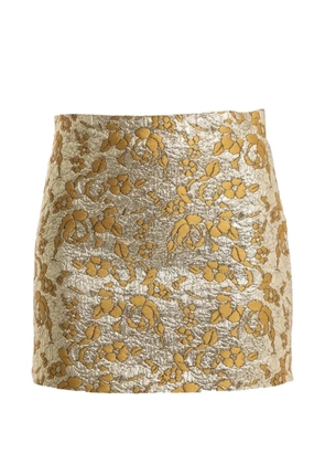 DES PHEMMES floral-brocade skirt - Gold