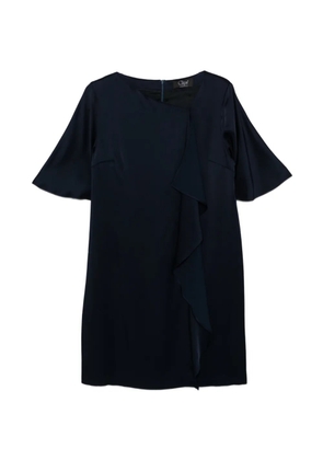 Clips ruffled short-sleeve mini dress - Blue