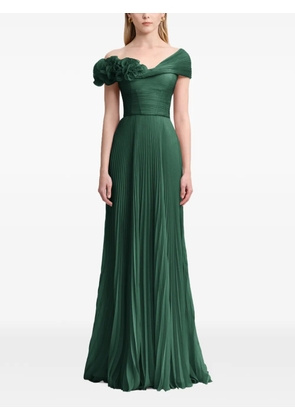 Gemy Maalouf floral-embellished pleated dress - Green