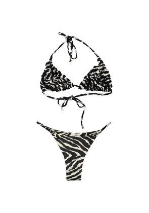 Selia Richwood Lia zebra-print shirred bikini - Black