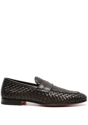 Santoni interwoven-design leather loafers - Brown
