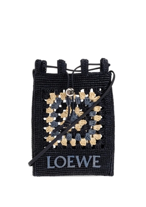 LOEWE crochet-knit logo tote bag - Blue
