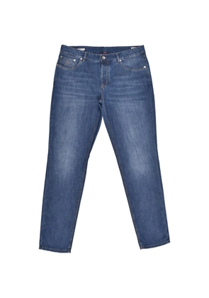 Brunello Cucinelli logo-embroidered five-pocket jeans - Blue