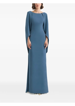 Gemy Maalouf cape-sleeve high-neck dress - Blue