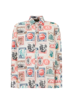 Billionaire stamp-print linen shirt - White