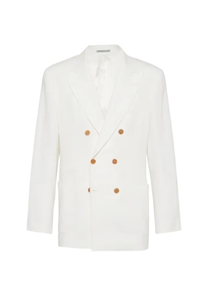 Brunello Cucinelli double-breasted linen blazer - White
