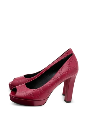 Gucci Pre-Owned Guccissima peep-toe platform pumps - Red