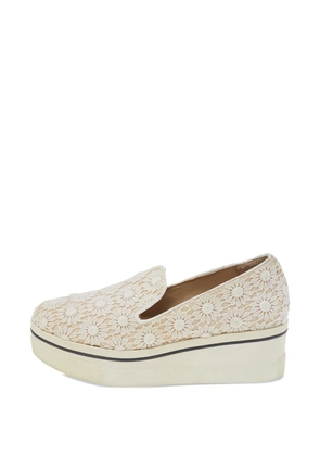 Stella McCartney Pre-Owned Floral-lace slip-on sneakers - Neutrals