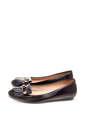 Tod's Vintage fringe-trim leather ballet flats - Red