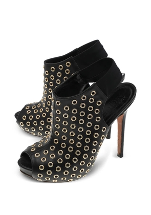 Alexander McQueen Pre-Owned grommet peep-toe ankle boots - Black