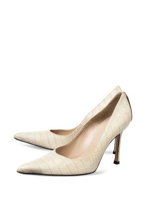 Versace Pre-Owned croc-embossed pointed-toe pumps - Neutrals