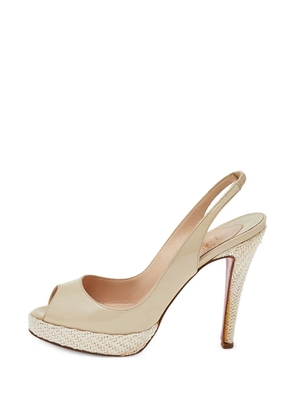 Christian Louboutin Pre-Owned patent leather peep-toe slingback sandals - Neutrals