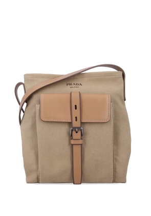 Prada buckle-fastening front-pocket messenger bag - Brown