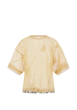 Undercover layered-effect semi-sheer T-shirt - Yellow