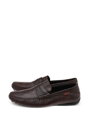 Gucci Pre-Owned Guccissima leather penny loafers - Brown
