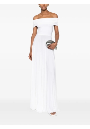 Norma Kamali off-shoulder pleated dress - White
