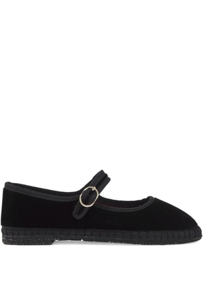 FLABELUS Antonia velvet buckle ballet flats - Black