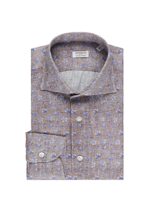 BORRIELLO NAPOLI floral-print spread-collar shirt - Brown