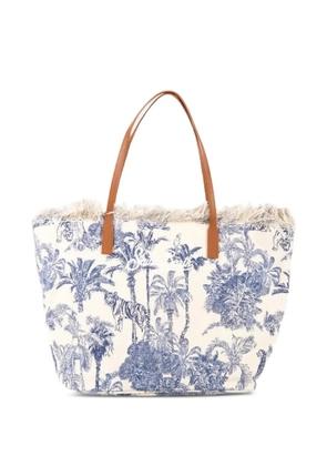 MC2 Saint Barth City fringed jungle-print tote bag - Neutrals