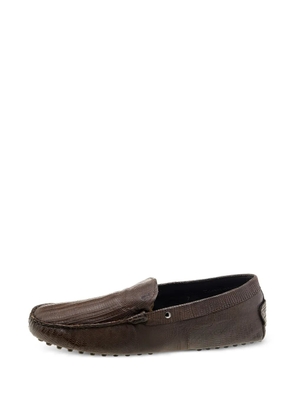 Tod's Vintage lizard-embossed leather loafers - Brown