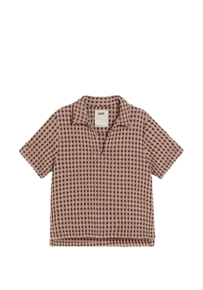 OAS Company check-pattern seersucker polo shirt - Pink