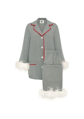 Sleeper Party feather-trim pajamas - Grey