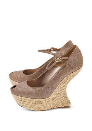 Alexander McQueen Pre-Owned glitter ankle-strap pumps - Brown