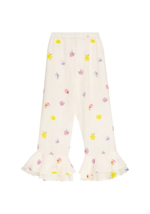 Sleeper Cha-Cha floral-print ruffled trousers - Neutrals