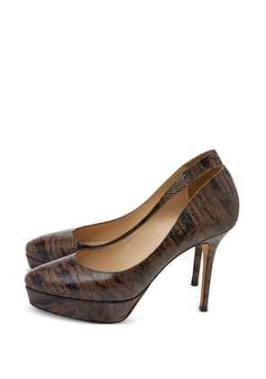 Jimmy Choo Pre-Owned 110mm Cosmic lizard-embossed heeled pumps - Brown