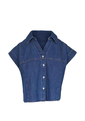 Veronica Beard button-up cap-sleeve blouse - Blue