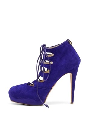 Brian Atwood lace-up suede ankle boots - Purple