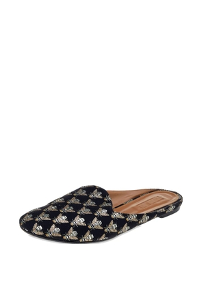 Aquazzura bee-embroidered mules - Black