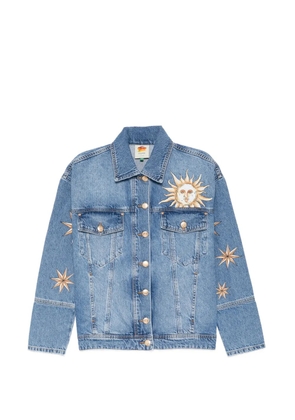 FARM Rio graphic-print denim jacket - Blue