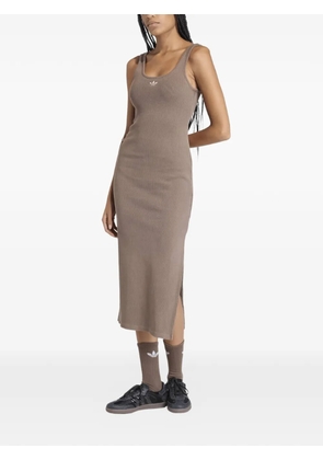 adidas ribbed-knit Trefoil midi dress - Brown