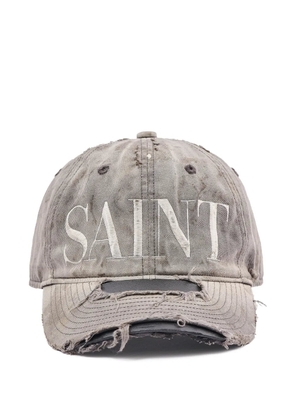 SAINT MXXXXXX distressed embroidered cap - Grey
