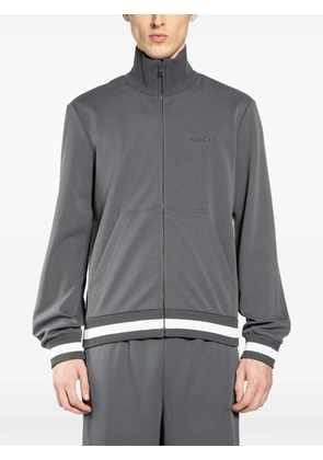 Gucci logo-embroidered striped-trim sweatshirt - Grey