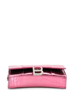 Balenciaga Pre-Owned Hourglass Chain Wallet Crocodile Embossed Leather clutch bag - Pink