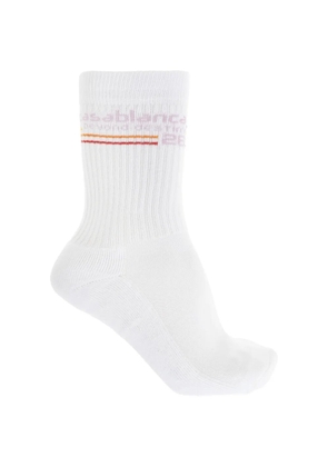 Casablanca logo-intarsia ribbed socks - White