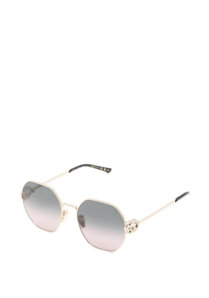 Gucci Eyewear Interlocking G crystal-embellished geometric-frame sunglasses - Gold