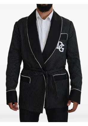 Dolce & Gabbana pinstripe DG-patch blazer - Black