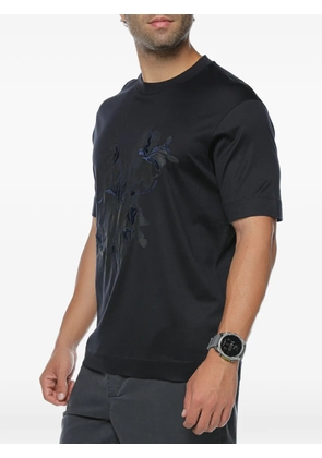 Emporio Armani floral-embroidered T-shirt - Blue