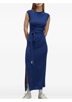 Y-3 belted stripe-detail dress - Blue