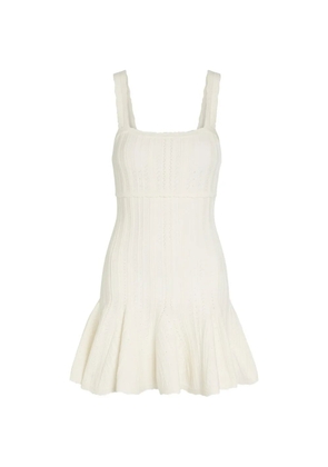 LoveShackFancy Tabatha pointelle-knit ruffled mini dress - White