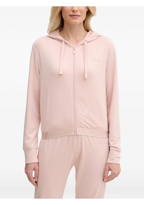 GUESS USA logo-embroidered zip-up hoodie - Pink