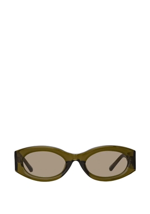 The Attico x Linda Farrow Berta oval-frame sunglasses - Green