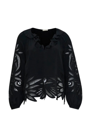 Ulla Johnson Adonis silk appliqué blouse - Black