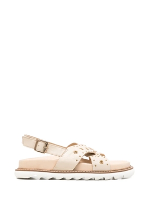 SERGIO MORETTI FIRENZE eyelet-embellished studded sandals - Neutrals