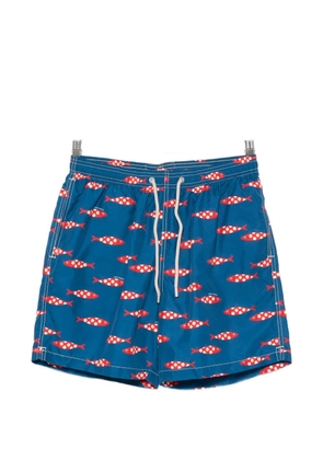 MC2 Saint Barth Lighting fish-print drawstring swim shorts - Blue