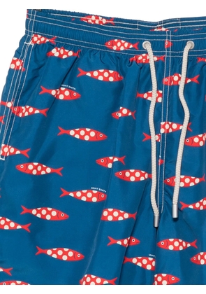 MC2 Saint Barth Lighting fish-print drawstring swim shorts - Blue