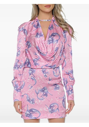 Versace Jeans Couture mermaid-print cowl-neck mini dress - Pink